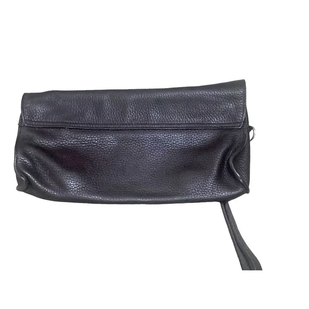 Latico‎ Pebbled Leather Brown Wristlet w rainbow colorful striped snap closures